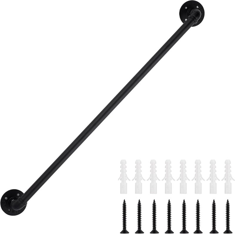 Senmit Stair Handrail for Indoor Stairs - Wall Mount Industrial Iron Pipe - Metal Railing Non-Slip Grab Bar - Stairs Porch Deck Hand Rail Matte Black (2 Feet, Matte Black) - Image 1